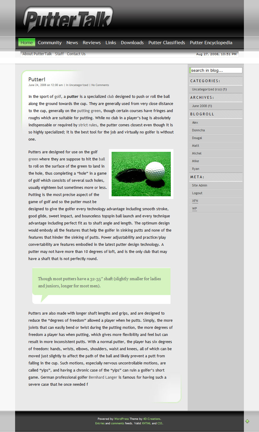 Putter Talk Wordpress theme screenshot